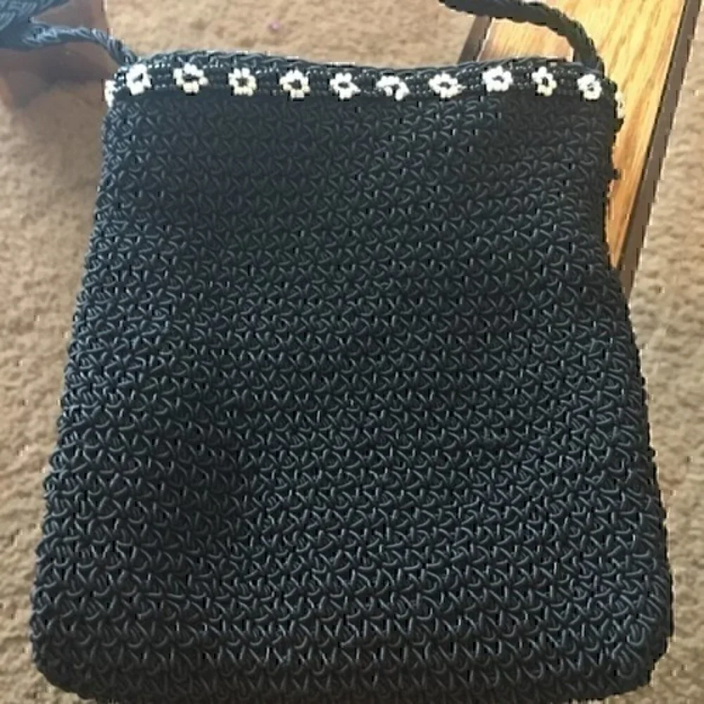 Little girls purse black and white beaded
